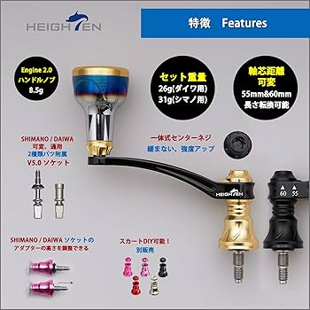 Amazon.co.jp: HEIGHTEN 55-60mm可変 リール ハンドル 新型 24.5